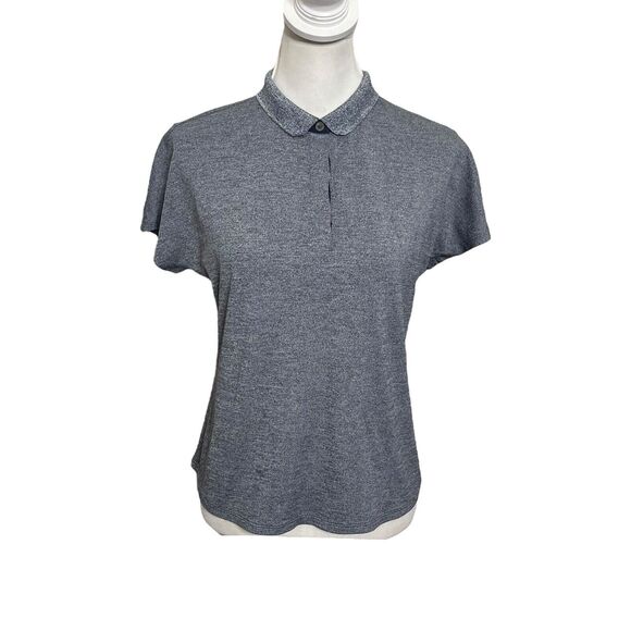 Outdoor Voices Players Polo Shirt Blue Mesh Activewear Women’s Size Large - Picture 2 of 12